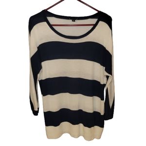 Ann Taylor navy and white striped knit top